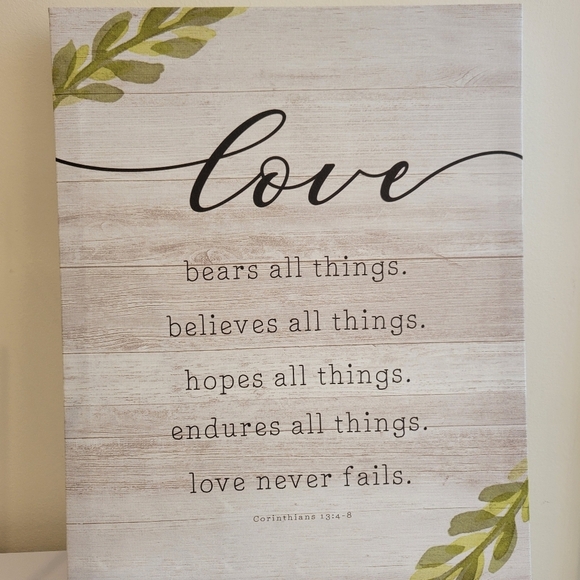 2/$18 Rustic Farmhouse Love Never Fails Art Canvas Decor Wood Bible Verse - Picture 2 of 4